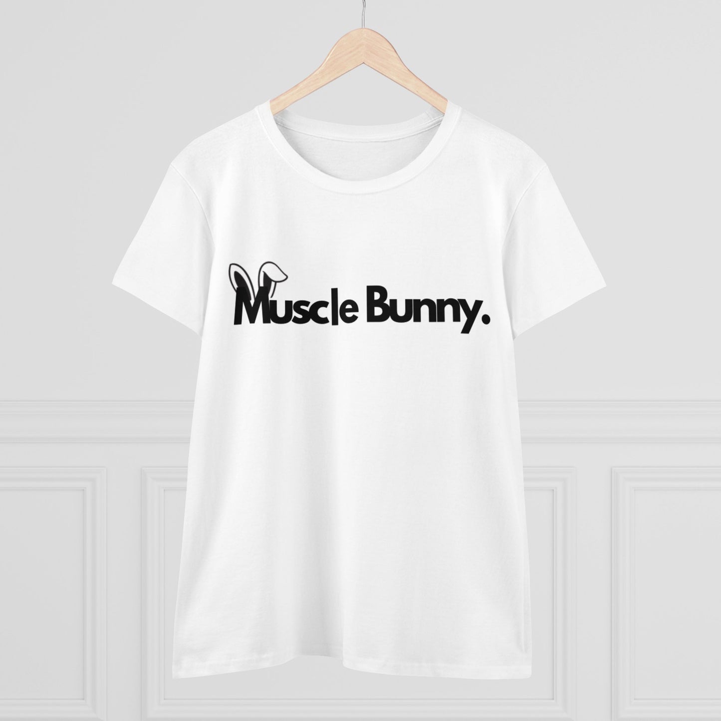“Muscle Bunny. Women's Midweight Cotton Tee - Casual Graphic T-Shirt