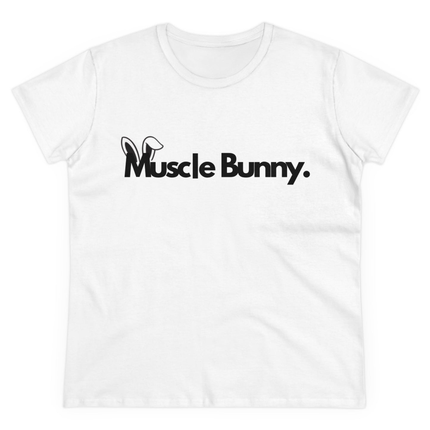 “Muscle Bunny. Women's Midweight Cotton Tee - Casual Graphic T-Shirt